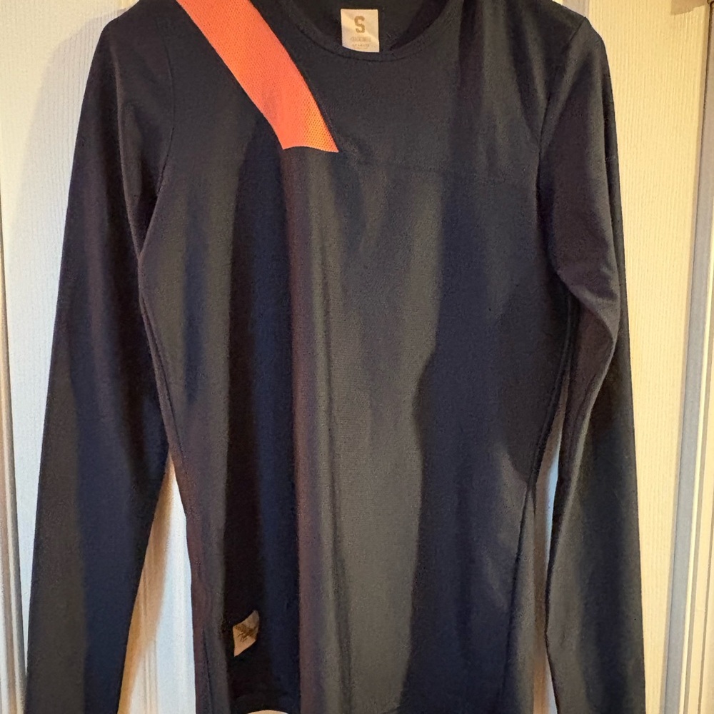 Tracksmith Women's Long Sleeve Tee - Navy and Orange